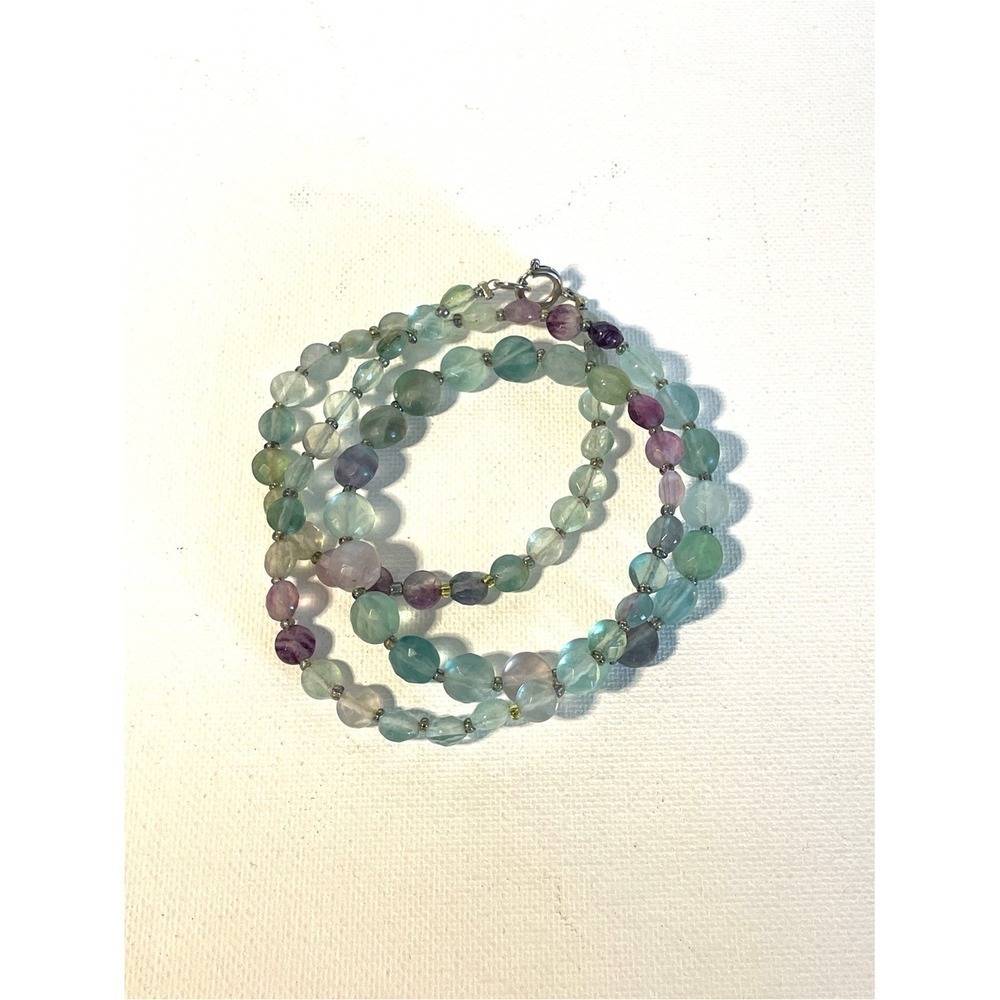 Multi-Color Faceted Fluorite Beaded Necklace - Elegant Women's Jewelry